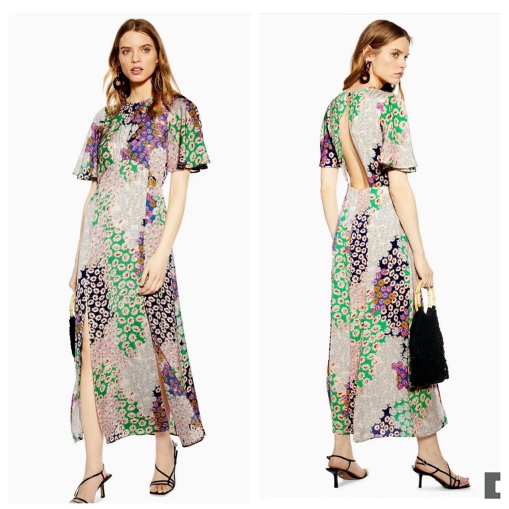 Topshop Multicolor Floral Backless Dress